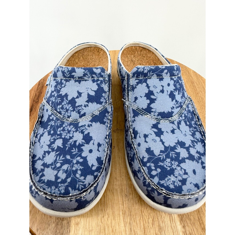Spenco Siesta Floral Canvas Mules Blue Flower Orthotic Shoes Womens 7.5 B - Picture 6 of 12